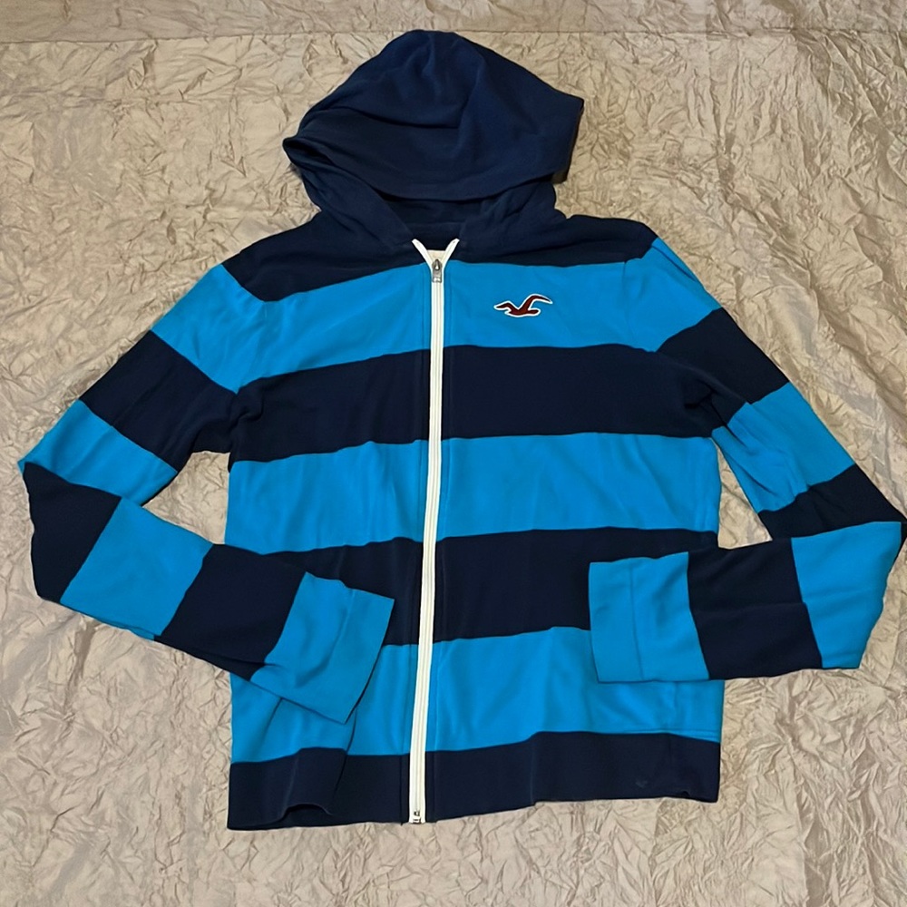 Blue Horizontal Stripe Hollister Hoodie